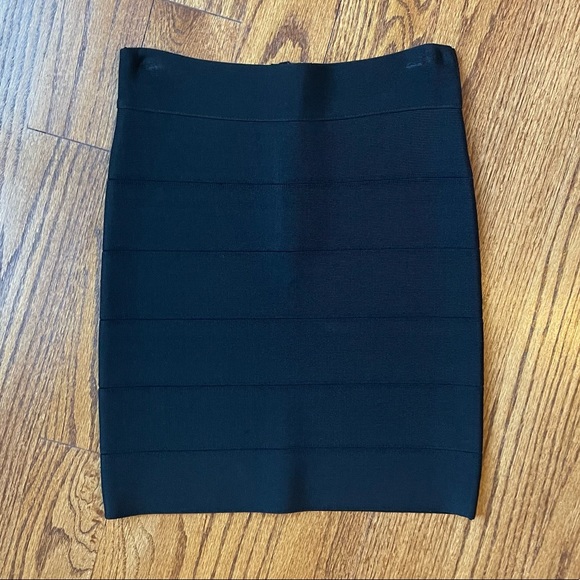 BEBE Bandage High Rise Bodycon Skirt Black - Picture 2 of 4